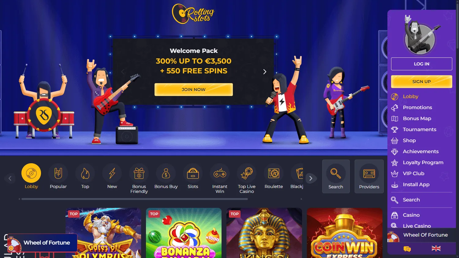 Rolling 22 Casino desktop game library