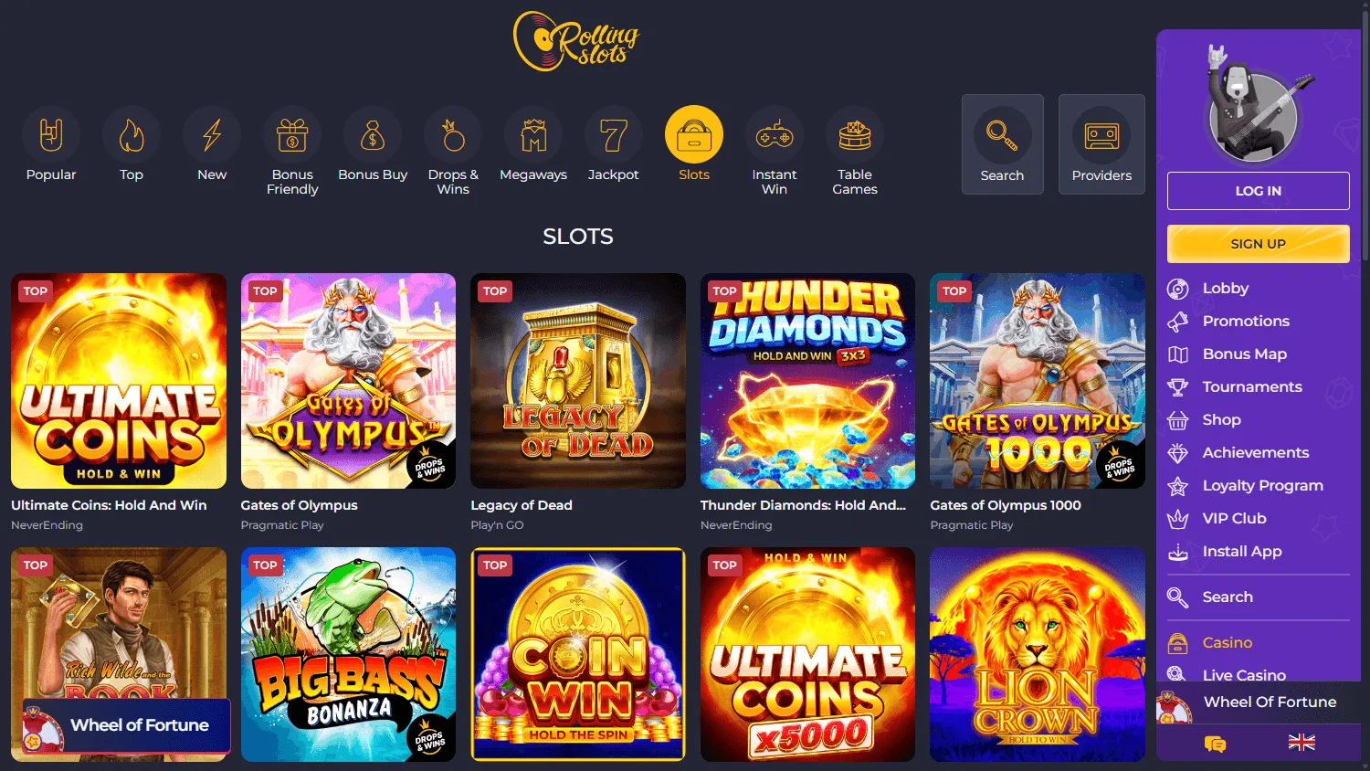 Rolling 22 Casino desktop live and table games
