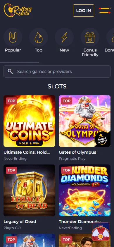 Rolling 22 Casino games on a mobile device